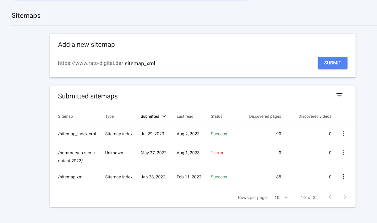 XML Sitemap in der Google Search Console submitten